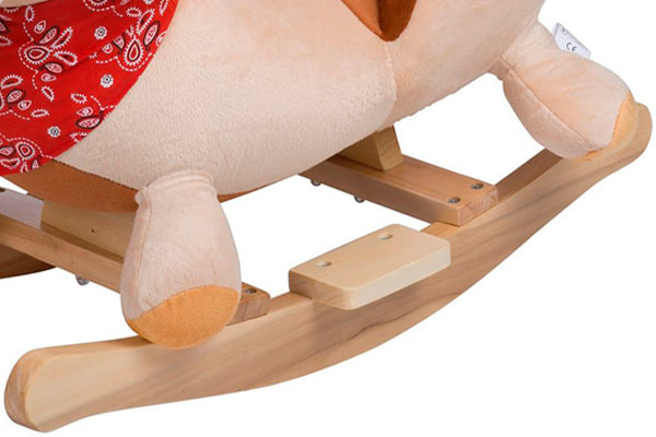 Holz Gestell mit seitlichen Fußstützen.